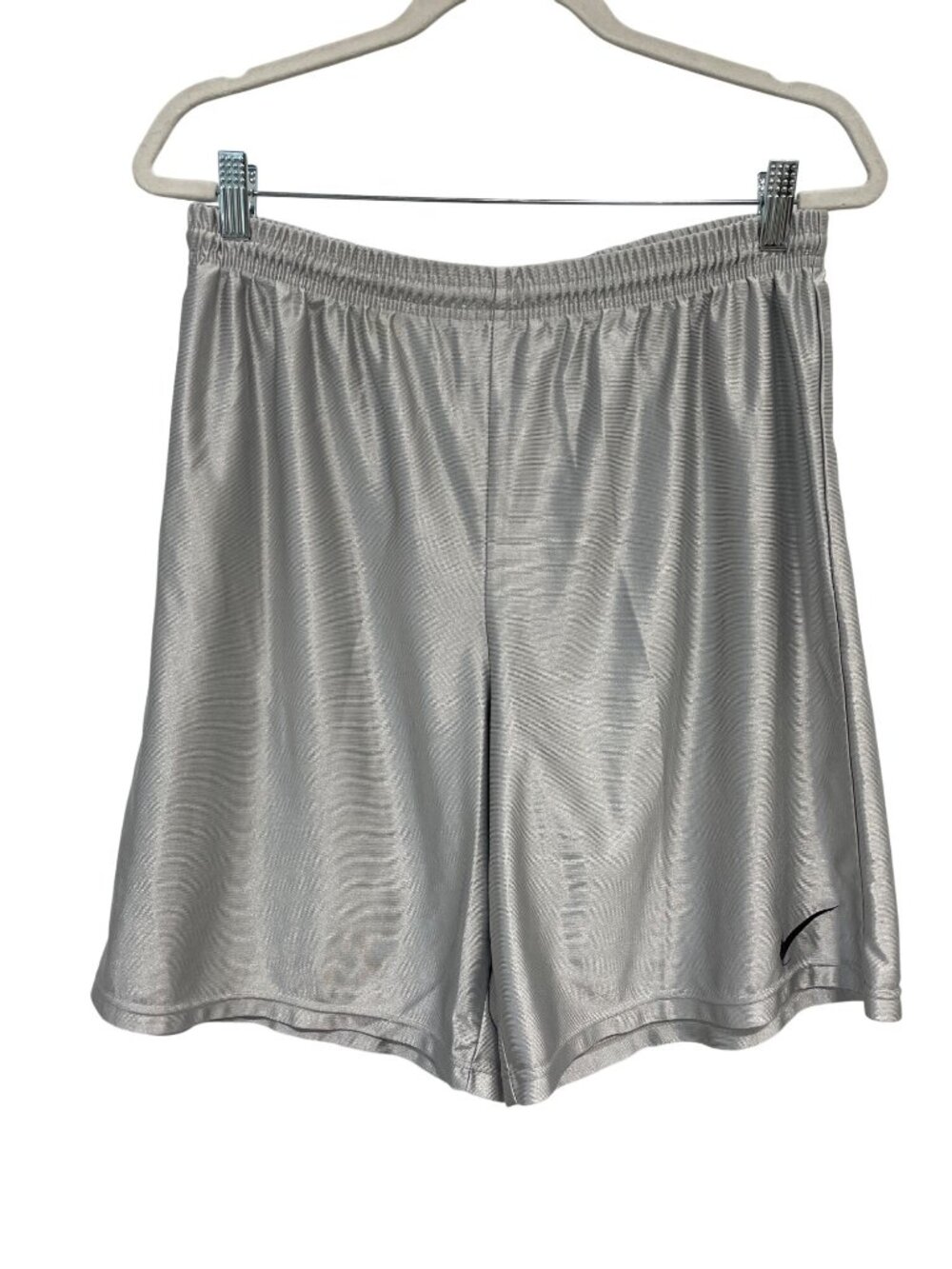 Nike Vintage Basketball Shorts Large Pull On Elastic Waist Metallic Silver Gym